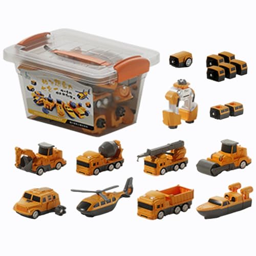 Moslalo Spielfahrzeug-Set, Spielzeug mit verwandelnden Fahrzeugen - Zusammengebaute magnetische Spielzeug-Baufahrzeuge - Aufbewahrungsbox inklusive Sammelfiguren -Blöcke für Kindergarten, Schlafzimmer von Moslalo