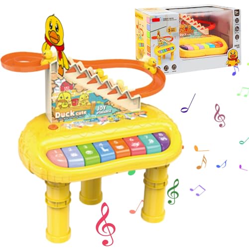 Moslalo Tastatur für Kleinkinder, kleine Klaviertastatur,Spielzeug für elektronische Musik-Tastaturinstrumente | Tragbares Klavier mit kleinen Enten beim Treppensteigen, frühes Lernspielzeug von Moslalo