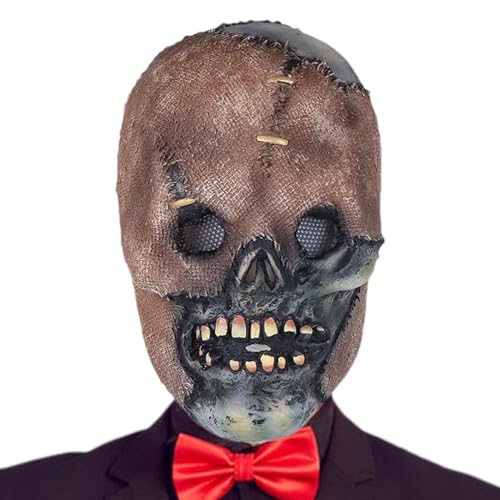 Moslalo Totenkopf-Gesichtsbedeckung, Halloween-Schädel-Gesichtsbedeckung - Horror Gesicht Halloween gruselige Requisiten Kopfbedeckung | Gruseliges Halloween-Cosplay, Horror-Cosplay-Schädel, bequeme von Moslalo