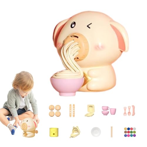 Moslate Dough Kitchen Nudelbereiter, Spielsets von Dough Kitchen Creations - Nudel-Spielzeug-Teig-Sets in Tierform | Ton-Rollenspiel-Essenszubehör, niedliche Bastelsets mit weichem Ton in 24 Farben von Moslate