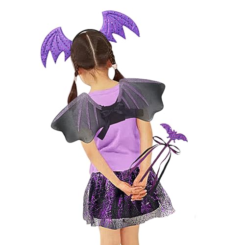 Moslate Fledermaus-Kostüm für Mädchen,Fledermaus-Mädchen-Kostüm für Mädchen - Halloween-Kostüm,Halloween-Kostüm-Verkleidung, Cosplay-Anzug-Kostüm-Set für Mädchen, Kostüm-Tutu-Kleid von Moslate