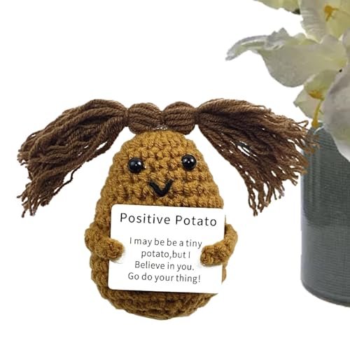 Moslate Häkelkartoffel | Handgefertigte Kartoffel zur emotionalen Unterstützung mit inspirierender Karte | Langlebige gehäkelte Kuscheltiere, weiche emotionale Unterstützung für Party, Zuhause, von Moslate