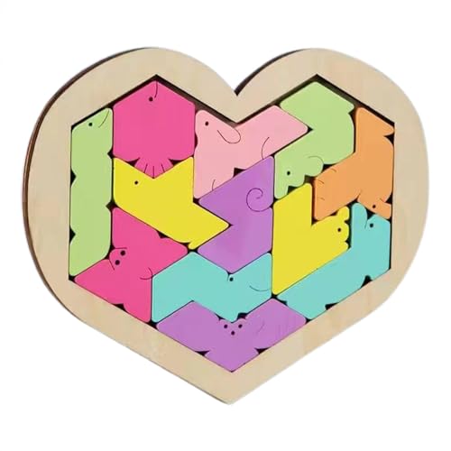 Moslate Herzpuzzle aus Holz, Holzpuzzle,Herzform-Puzzle und Denksportaufgabe - Glatte geometrische Formmuster-Puzzles, einzigartiger geometrischer Puzzle-Block, für Ostern, Weihnachten von Moslate