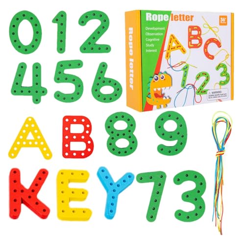 Moslate Schnürspiel für Kinder, Schnüralphabet, Schnürung Alphabet Auffädeln Spielzeug Buchstaben Perlen, Kleinkind lernt Buchstabenperlen, frühes Rechtschreiberkennungsspiel für Vorschule, Homeschool von Moslate