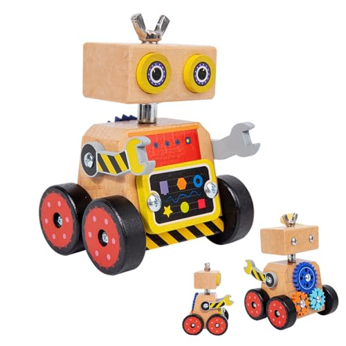 Moslate Spielzeug zum Bauen von Robotern, Spielzeug zum Zusammenbauen von Robotern | Kinder Holzroboter Bauspielzeug,Lernspielzeug für Holzbauroboter für Kinder, Spiel zum Zerlegen und Anziehen von von Moslate