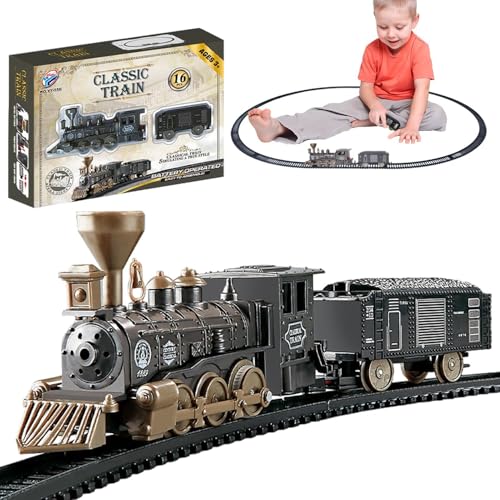 Moslate Spielzeugeisenbahn-Set, Kindereisenbahn-Set,Lokomotive Spielzeug - Interaktives Spielzeugeisenbahn-Set, Gleiseisenbahn-Motorspielzeug, Kindereisenbahnspielzeug für Mädchen und ab 3 Jahren von Moslate