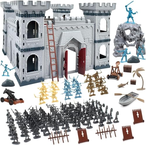 Mostop Ancient Military Soldier Set, 354 PCS Medieval Army Men Pirate Castle Model Assembly Toy for Kids Birthday, DIY Castle Building Set Warrior Figures Medieval Wars Big Military Castle Playset Toy von Mostop