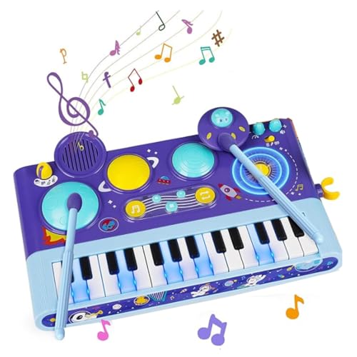 Mostop Baby-Musikspielzeug, 5-in-1 Klaviertastatur, Xylophon-Schlagzeug-Set mit Mikrofon und Licht, Musikinstrument, Lernspielzeug für Kleinkinder, Kinder-Trommel-Set, Musikspielzeug für Mädchen und von Mostop