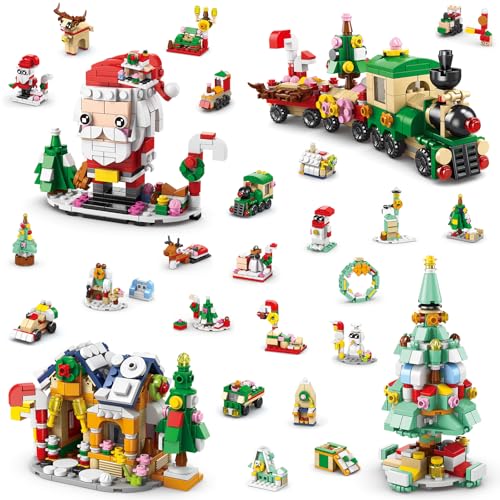 Mostop Christmas Party Favors 6 in 1 Building Blocks Set Gift, Christmas Toys Mini Cute Bricks 28 Models Advent Calendar Goodie Bags Fillers Classroom Prizes for Kids Boys Girls 6+ von Mostop