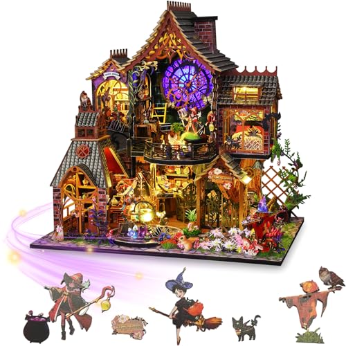 Mostop DIY Miniature Dollhouse Kit, Wooden Dollhouse Construction Kit, Miniature House Kit with LED Light, Creative Room Idea for Children/Adults, Magic House, DIY Kits (Magic Spirit) von Mostop