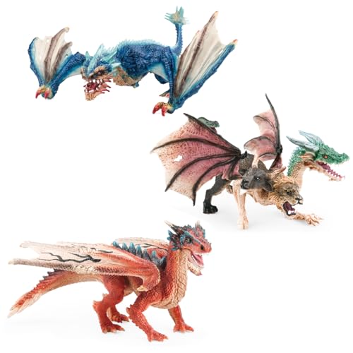 Mostop Western Dragon Toy Set, 3 PCS große Drachen-Spielzeug-Figur Stilen, Kreatur Dragon Playset für Kinder, Dragon Toy Action Figur für Kinder ab 3 Jahren von Mostop