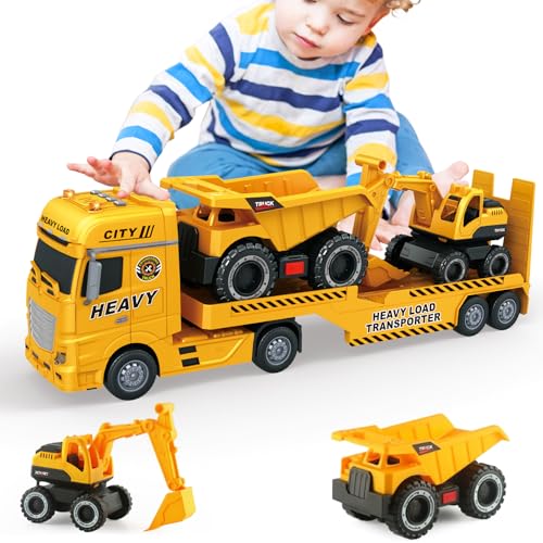 Mostop Großer Pritschenwagen Spielzeug für Kinder, 25,6“ Semi Truck Spielzeug mit Bagger und Dump Truck, Geschenke für Alter 3 4 5 6 Jahre alt Jungen Mädchen Mostop Großer Pritschenwagen Spielzeug für Kinder, 25,6“ Semi Truck Spielzeug mit Bagger und Dump Truck, Geschenke für Alter 3 4 5 6 Jahre alt Jungen Mädchen von Mostop