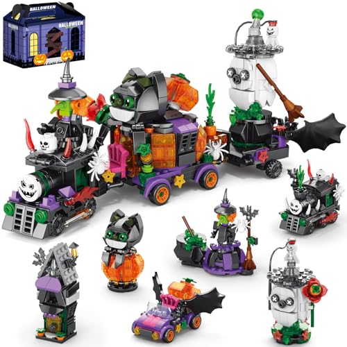 Mostop Halloween Zug Spielzeug, 6-in-1 Building Block Set, Mini Halloween Spielzeug Party Favors, Halloween Party Geschenk für Jungen oder Mädchen 6-14 Jahre (Halloween) von Mostop