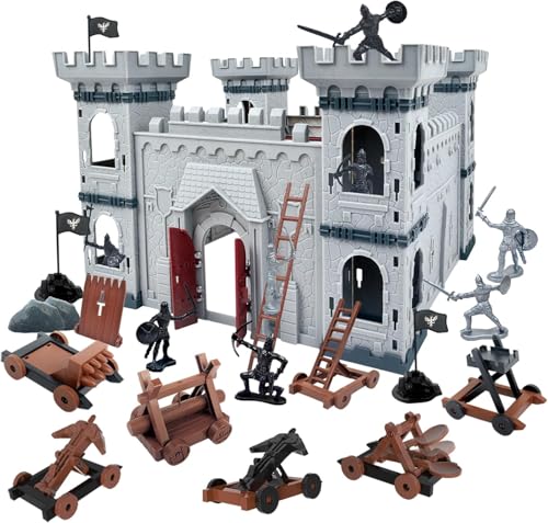 Mostop Medieval Castle Knight Toy Solider Army Figures Toy, DIY Assembled Castle Model Knight Game Soldier Building Kit with Castle,Cavalry and Arrow Tower Simulated Belagerungskrieg des Angriffs von Mostop