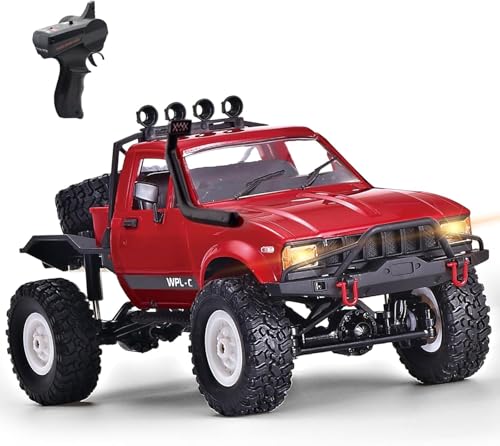 Mostop RC Crawler 1/16 Scale RC Rock Crawler, WPL C14 All Terrain RC Car RTR 4x4 Off-Road Remote Control Trucks mit LED-Licht und Zwei Batterien für Kinder und Erwachsene von Mostop