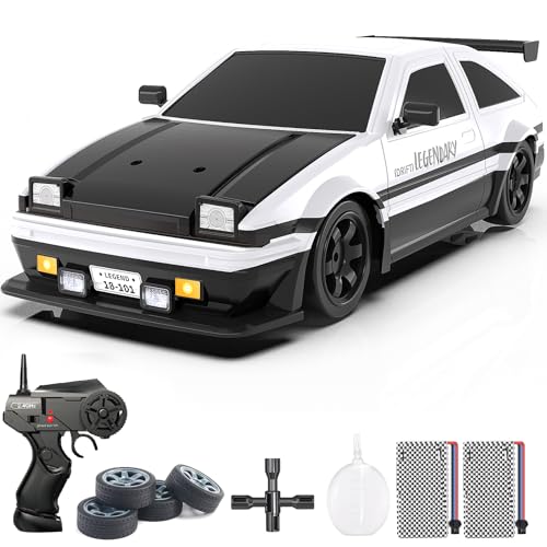 Mostop RC Drift Car 1:16 2.4Ghz Remote Control Drift Car with LED Light, Spray, 2 Batteries and Extra Tires, 18KM/H High Speed Drifting RC Cars 4WD Hobby RC Sport Racing Cars Model Vehicle for Kids von Mostop