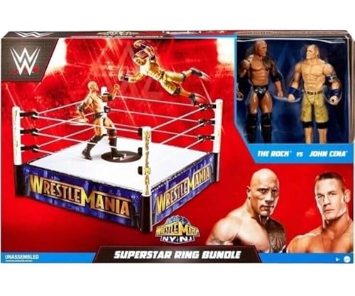 Mostwantedtoyz Limited WWE WrestleMania 29 The Rock vs John Cena Superstar Ring Bundle – Enthält 2 Figuren in voller Größe Rock & John Cena HJV94 + exklusive MWT-Karte von Mostwantedtoyz Limited