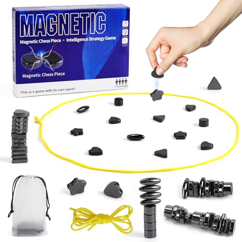 Motiloo Magnetisches Schachspiel, magnetisches Schachspiel mit Steinen, Magnetspiel mit Schnur Familienspiele für Kinder und Erwachsene (5 Arten von magnetischem Schach) von Motiloo