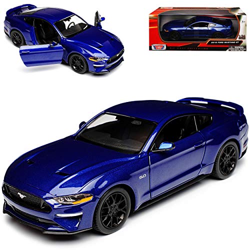 Motor Max Ford Mustang VI Coupe Blau Modell Ab 2014 Version ab Facelift 2017 1/24 Modell Auto mit individiuellem Wunschkennzeichen von Motor Max