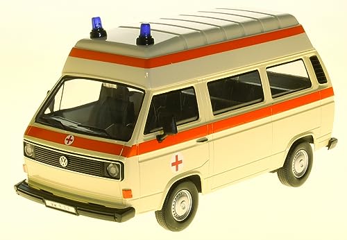 Motormax Volkwagen T3 Krankenwagen Notarzt 1979-1992 1/24 Modell Auto mit individiuellem Wunschkennzeichen von Motor Max