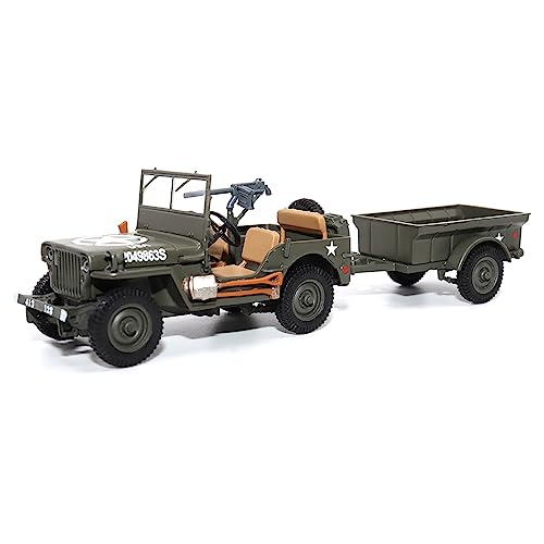 1:43 Maßstab Willys Jeep 1/4-Ton Utility Truck mit Anhänger – Militaria Diecast von Motorcity Classics von Motor city classics