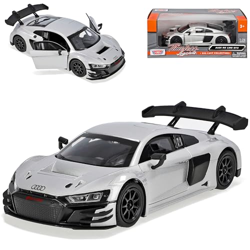 Motormax A*u*d*i R8 4S LSM GT3 Silber Coupe 2. Generation 2015-2024 1/24 Modell Auto mit individiuellem Wunschkennzeichen von Motormax