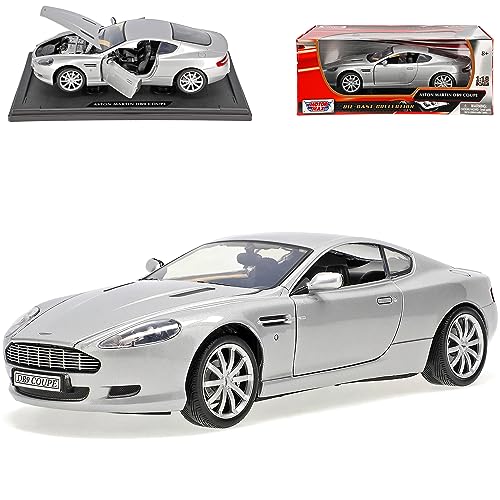 Motormax Aston Martin DB9 Coupe Silber 2004-2016 1/18 Modell Auto mit individiuellem Wunschkennzeichen von Motormax