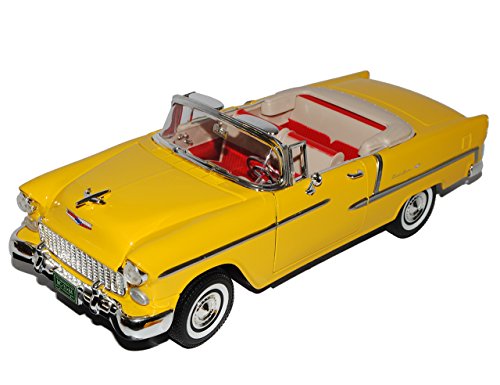 Motormax Chevrolet Bel Air Cabrio Gelb mit abnehmbarem Hard Top 1955 1/18 Modell Auto von Motormax