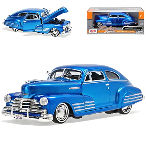 Motormax Chevrolet Chevy Aerosedan Fleetline Coupe Blau 1948 Oldtimer 1/24 Modell Auto von Motormax