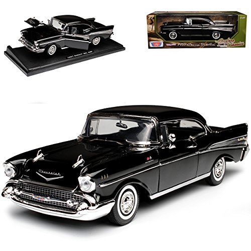 Motormax Chevrolet Chevy Bel Air 2400C Coupe Schwarz 1. Generation 1953-1957 1/18 Modell Auto mit individiuellem Wunschkennzeichen von Motormax