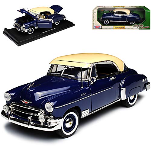 Motormax Chevrolet Chevy Bel Air Coupe Dunkel Blau mit beigem Dach 1950 1/18 Modell Auto von Motormax