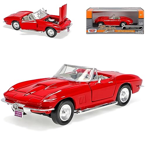 Motormax Chevrolet Chevy Corvette C2 Cabrio Rot Offen 1962-1967 Oldtimer 1/24 Modell Auto von Motormax