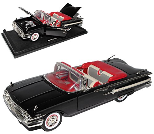 Motormax Chevrolet Chevy Impala SS Cabrio Schwarz 1. Generation 1960 1/18 Modell Auto mit individiuellem Wunschkennzeichen von Motormax