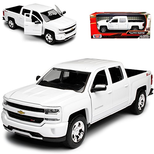 Motormax Chevrolet Silverado 1500 LT Z71 3. Generation Pick-Up Weiss Modell Ab 2013 Version Ab 2017 1/27 1/24 Modell Auto von Motormax