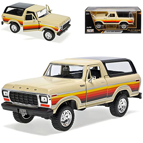 Motormax Ford Bronco Beige 2. Generation 1978-1979 1/24 Modell Auto mit individiuellem Wunschkennzeichen von Motormax