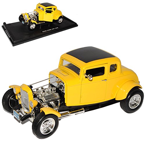 Motormax Ford Coupe Hot Rod 1932 Gelb 1/18 Modell Auto mit individiuellem Wunschkennzeichen von Motormax