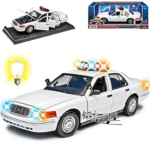 Motormax Ford Crown Victoria California Highway Patrol Police Polizei mit Licht und Sound 1/18 Modell Auto mit individiuellem Wunschkennzeichen von Motormax