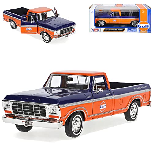 Motormax Ford F*150 Custom Blau Rot Pick-Up 6. Generation 1973-1980 1/24 Modell Auto von Motormax