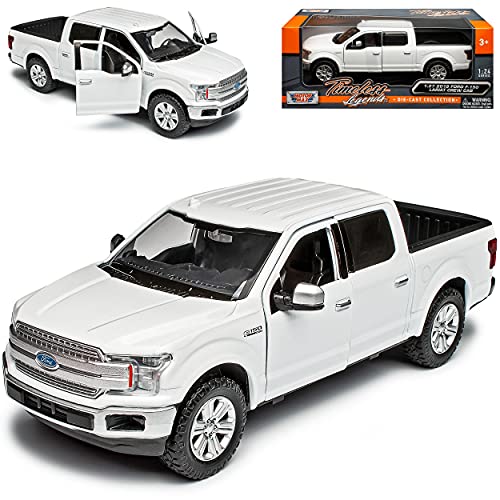 Motormax Ford F*150 Lariat Crew Cap Weiss Pick-Up 13. Generation 2014-2020 1/27 1/24 Modell Auto mit individiuellem Wunschkennzeichen von Motormax