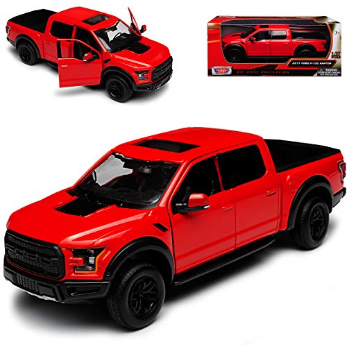 Motormax Ford F*150 Raptor Rot Pick-Up 13. Generation Ab 2014 Version 2017 1/27 1/24 Modell Auto mit individiuellem Wunschkennzeichen von Motormax