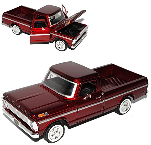 Motormax Ford F-100 Pick Up Rot Metallic 1969 1/24 Modell Auto mit individiuellem Wunschkennzeichen von Motormax