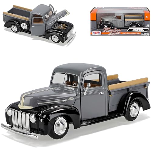 Motormax Ford Jailbar Grau Schwarz Pickup 1942-1947 1/24 Modell Auto von Motormax