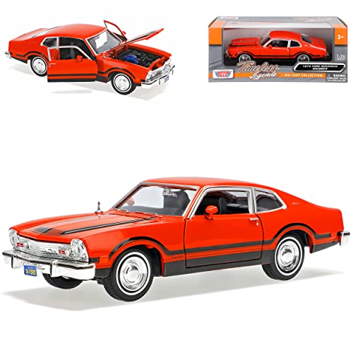 Motormax Ford Maverick Grabber Coupe Orange Rot mit Schwarz 1969-1977 1/24 Modell Auto mit individiuellem Wunschkennzeichen von Motormax