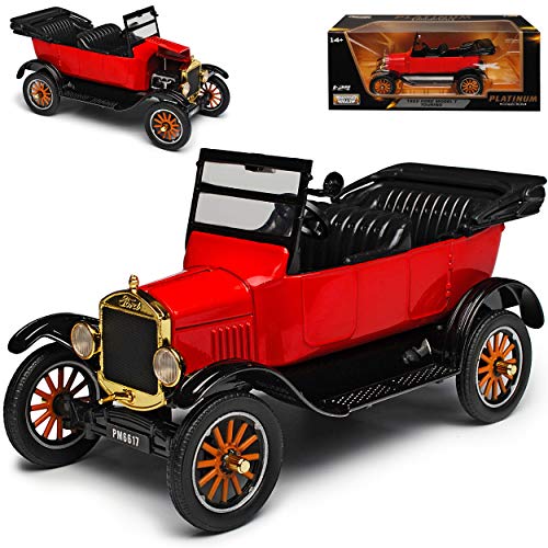 Motormax Ford Model T Touring Cabrio Rot 5 Türer offen 1925 1/24 Modell Auto mit individiuellem Wunschkennzeichen von Motormax