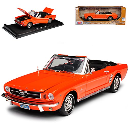 Motormax Ford Mustang I 1. Generation 1/2 Cabrio Orange 1. Modelljahr 1964 Generation 1964-1966 1/18 Modell Auto mit individiuellem Wunschkennzeichen von Motormax