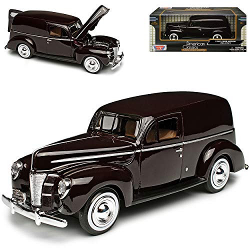 MOTORMAX Ford Sedan Delivery Lieferwagen 1940 Rot Braun Oldtimer 1/24 Modellauto Modell Auto von MOTORMAX