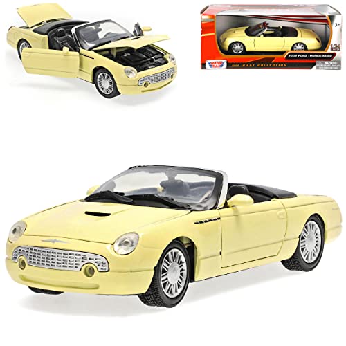 Motormax Ford Thunderbird Cabrio Gelb 11. Generation 2002-2005 1/24 Modell Auto mit individiuellem Wunschkennzeichen von Motormax