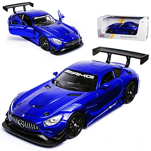 Motormax Mercedes-B AMG GT3 GT S Coupe Blau Metallic Ab 2014 1/24 Modell Auto mit individiuellem Wunschkennzeichen von Motormax