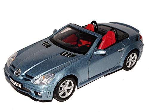 Motormax Mercedes-Benz SLK R171 2004-2011 55 AMG Grau Blau Öffnendes Dach Coupe Cabrio 1/18 Modell Auto mit individiuellem Wunschkennzeichen von Motormax