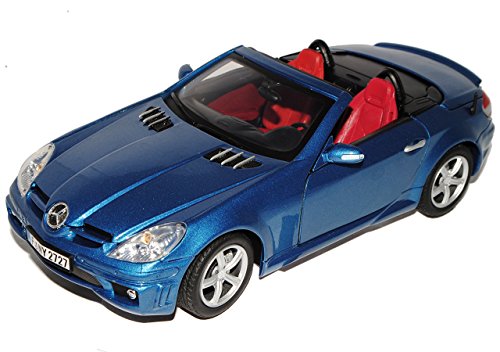 Motormax Mercedes-Benz SLK R171 2004-2011 55 AMG Metallic Blau Öffnendes Dach Coupe Cabrio 1/18 Modell Auto mit individiuellem Wunschkennzeichen von Motormax